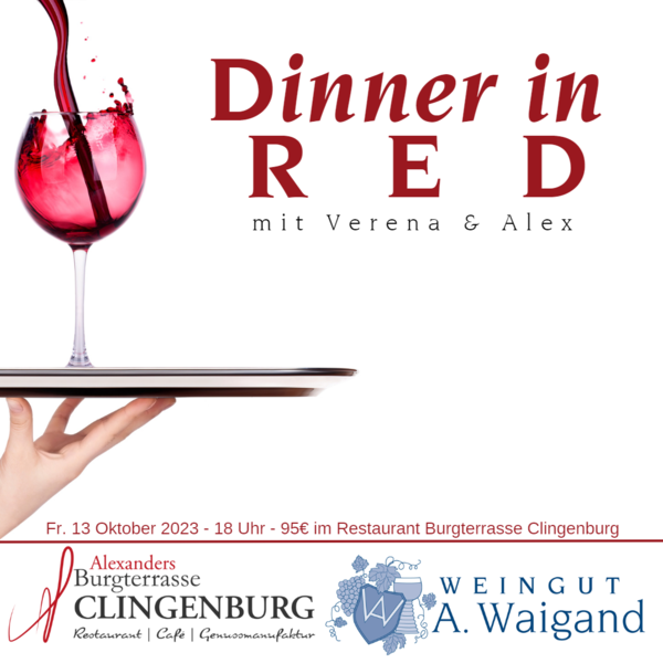 Dinner in Red im Restaurant Burgterrasse Clingenburg - 13.10.2023